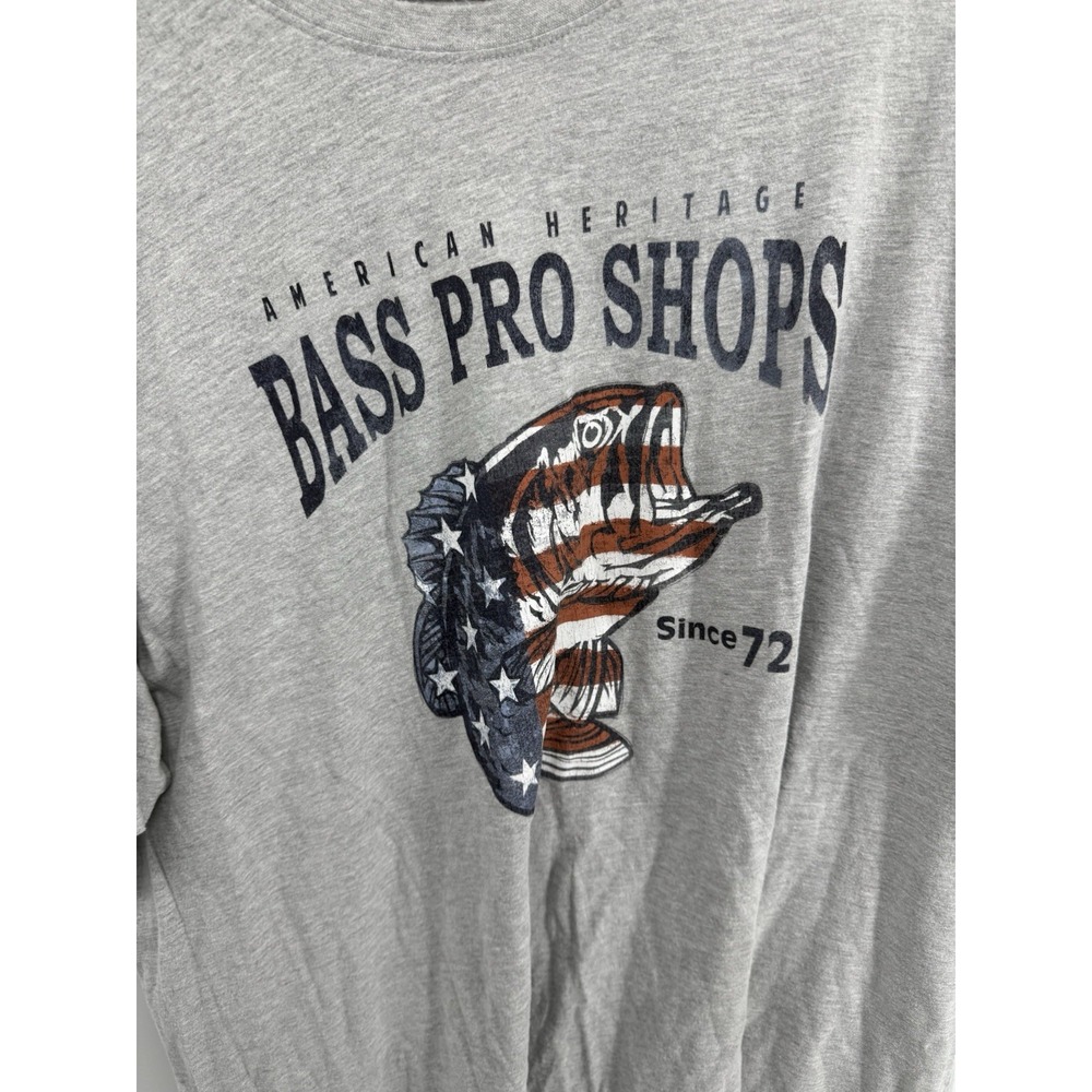 Bass Pro Shops American Heritage Patriotic Fish Graphic T-Shirt Gray 3XL Big - Picture 2 of 8